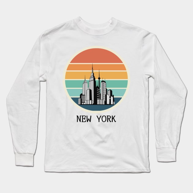 New York sunset design Long Sleeve T-Shirt by IOANNISSKEVAS